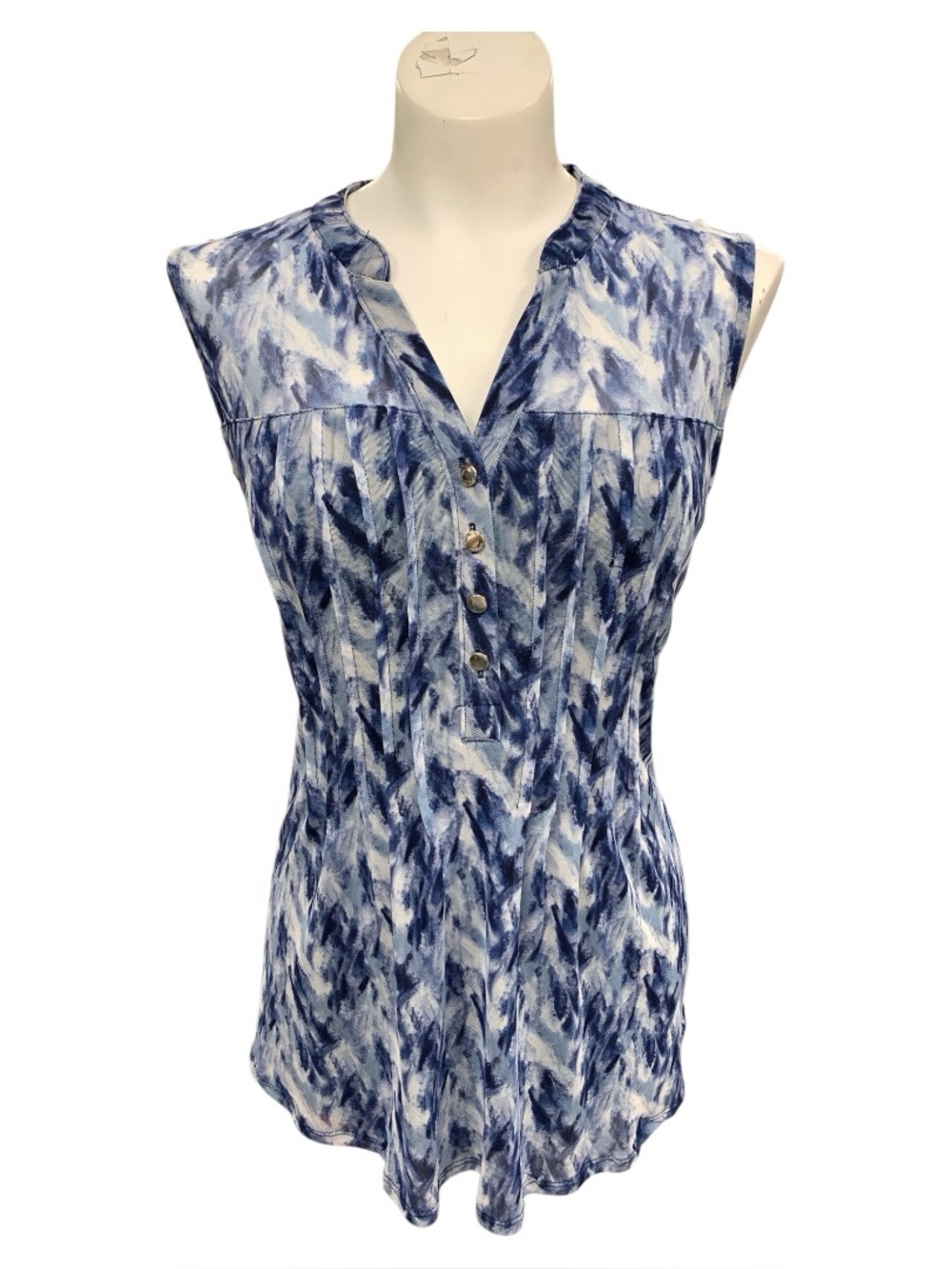 Ava & Grace Blue and White Sleeveless Button-Front Camisole Size M